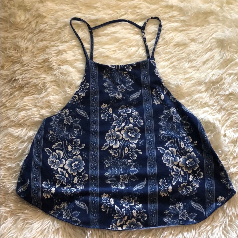 Charlotte Russe blue floral  Cami Top cropped